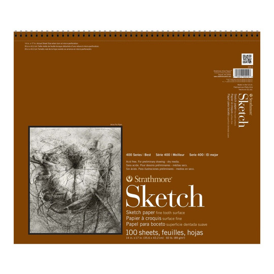 400 Series Side-Wire Sketch Paper Pad, 100 Sheets, 14 x 17 Inches