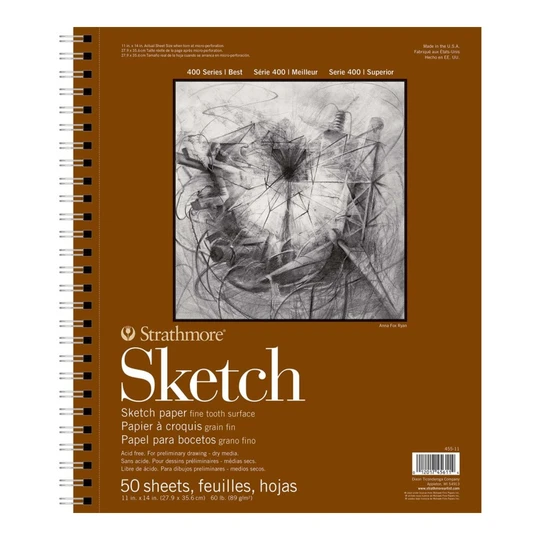 400 Series Side-Wire Sketch Paper Pad, 11 x 14 in., 50 Sheets