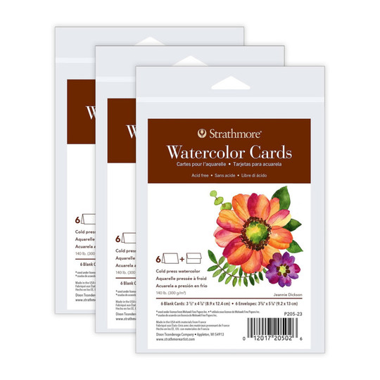 Watercolor Cards and Envelopes, Anniversary Size, 18 Cards
