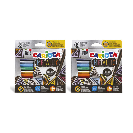 Metallic Fine-Tip Felt Markers, Assorted Colors, 16 Count