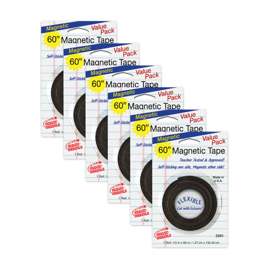 Black Magnetic Tape Roll, 1/2 in. x 60 in., 6-Pack