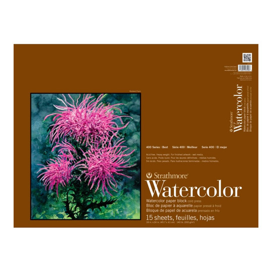 400 Series Cold Press Watercolor Paper Block, 18 x 24 in., 15 Sheets