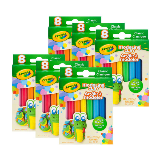 Classic Colors Modeling Clay, 8 Count Packs, 6 Pack Set