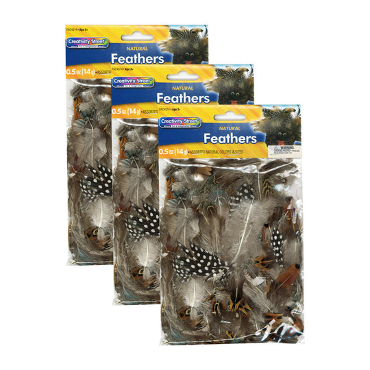 Natural Assorted Feathers, 1/2 oz. Packs, 3-Pack