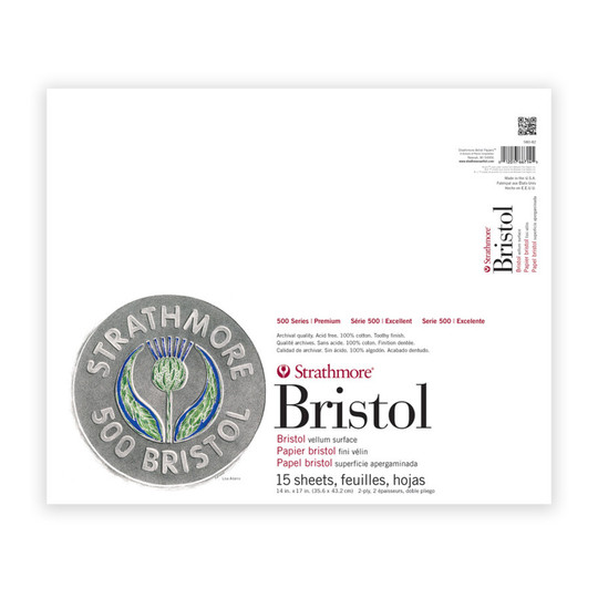 500 Series Vellum Bristol Paper Pad, 2-Ply, 15 Sheets, 14 x 17 in.