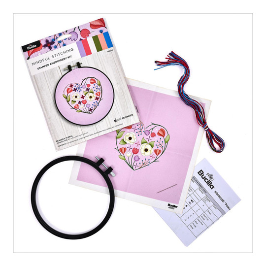 Peaceful Floral Stamped Embroidery Kit, 6-Inch