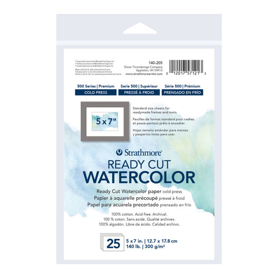 Ready-Cut Cold Press Watercolor Paper, 5 x 7, 25 Sheets