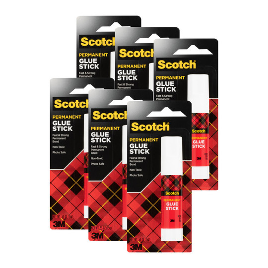 White Permanent Glue Sticks, 0.45 oz, Pack of 6