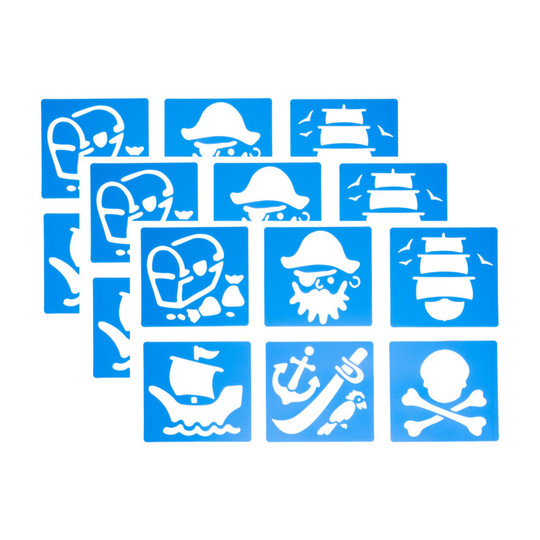 Pirate Plastic Stencil Sets, 18 Stencils