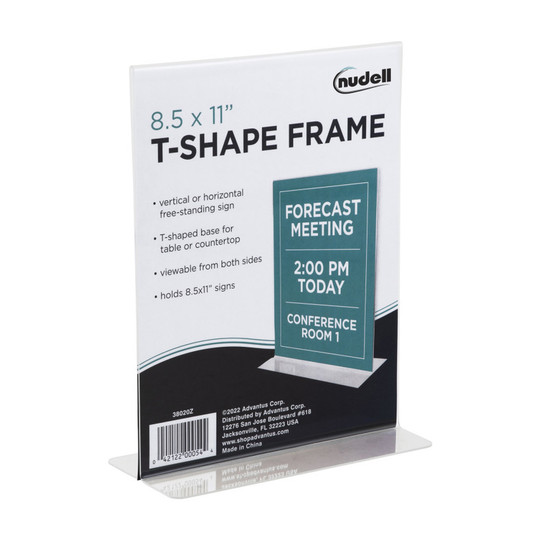 Clear Double-Sided T-Shape Sign Holder, 8.5 x 11 in.