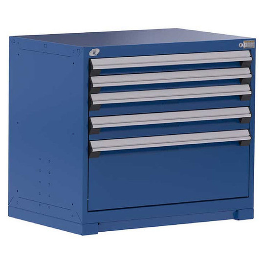 5-Drawer Heavy-Duty Modular Cabinet, 36"W x 18"D x 32"H - With Dividers - Drawer heights: 2 3"H, 2 4"H, 1 12"H
