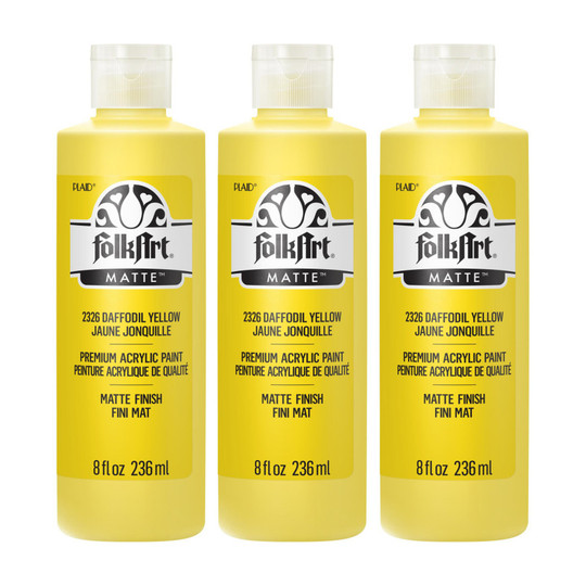 Matte Acrylic Paint, Daffodil Yellow, 8 oz., Pack of 3