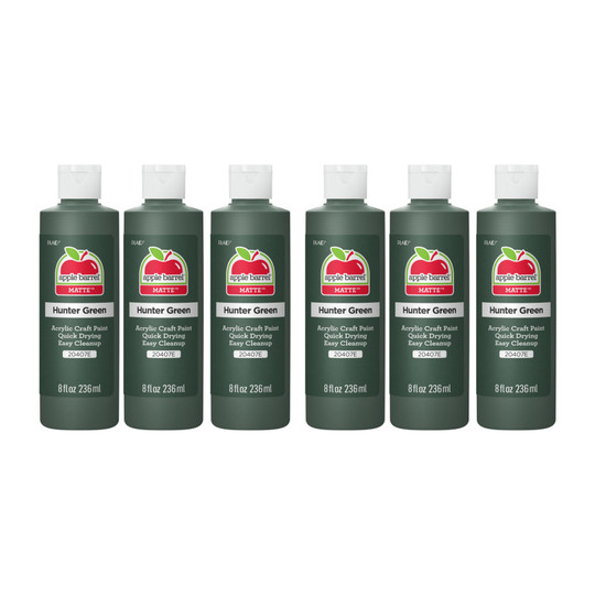 Matte Acrylic Paint, Hunter Green, 8 oz Bottles, Pack of 6