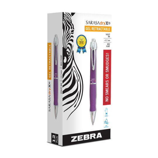 Retractable Gel Pens, 0.7 mm, Violet, 12-Pack