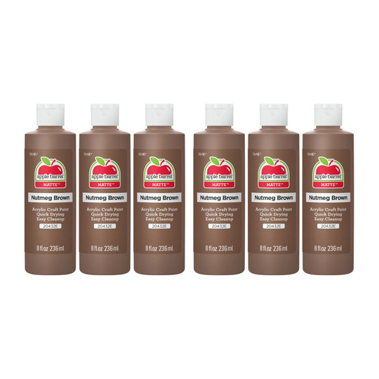 Matte Acrylic Paint, Nutmeg Brown, 8 oz Bottles, Pack of 6