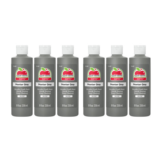 Matte Acrylic Paint, Pewter Gray, 8 oz., Pack of 6