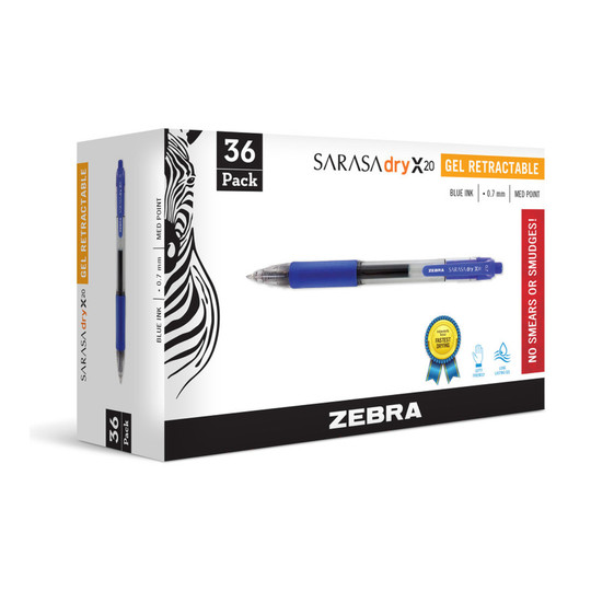 Blue Retractable Gel Pens, 0.7 mm, 36-Pack