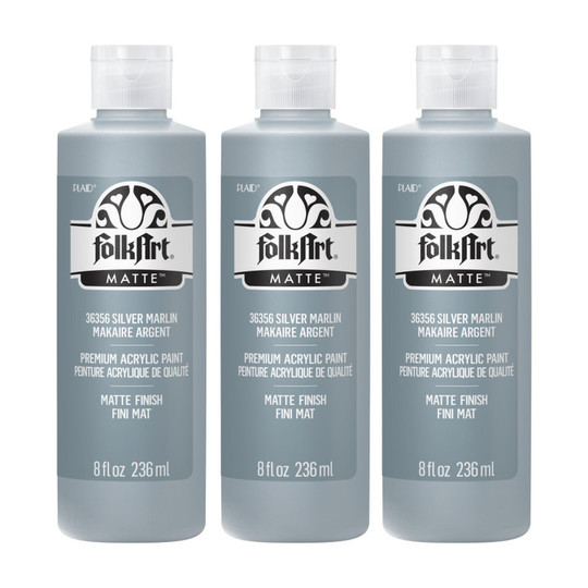 Matte Acrylic Craft Paint, Silver Marlin, 8 oz., Pack of 3