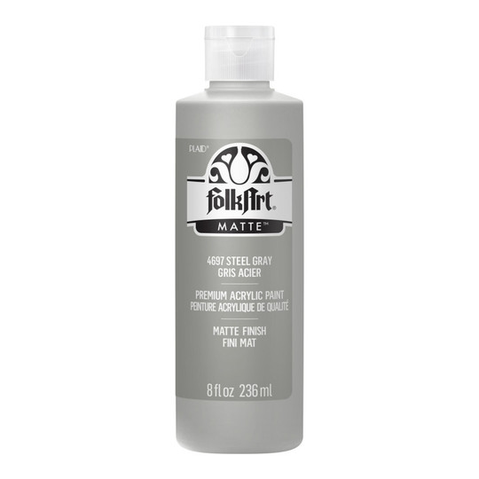 Matte Steel Gray Acrylic Craft Paint, 8 oz.