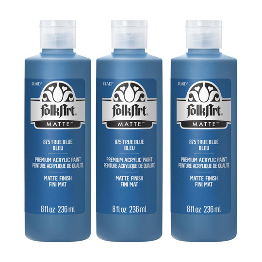 Matte Acrylic Craft Paint, True Blue, 8 oz., 3-Pack