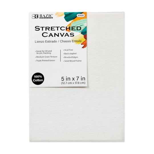 White Stretched Canvas, 5 x 7 in.