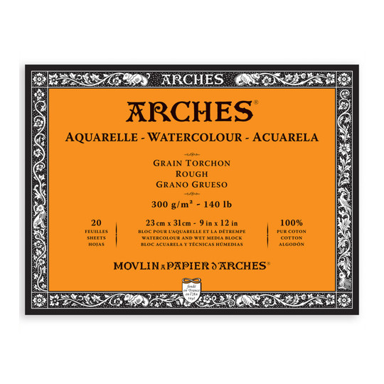 Rough Watercolor Paper Block, Natural White, 9 x 12 in., 20 Sheets