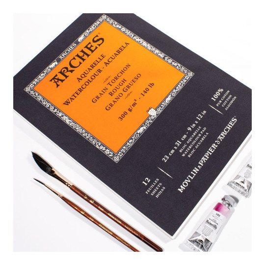 Rough Watercolor Paper Pad, Natural White, 9 x 12 in., 12 Sheets
