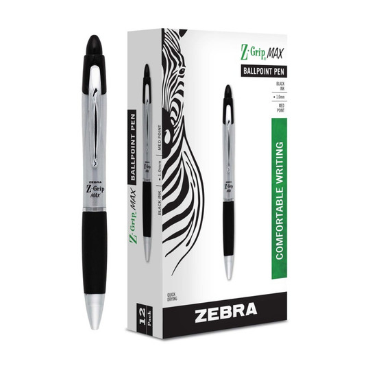 Retractable Ballpoint Pens, 1.0 mm, Black, 12-Pack