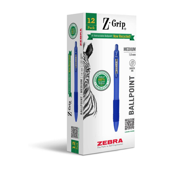 Recycled Retractable Ballpoint Pens, 1.0 mm, Blue, 12-Pack