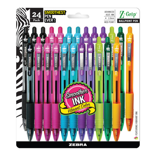 Retractable Ballpoint Pens, 1.0 mm, Black, 24-Pack