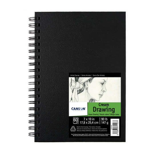 Cream Tone Drawing Art Book with Black Cover, 7 x 10 Inches