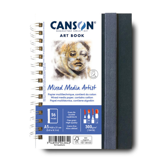 Artist Series Mixed Media Art Book with Fabric Cover, 56 Sheets, 5.8 x 8.3 in.