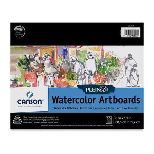 Plein Air Watercolor Board Pad with Foldover Binding, 8 x 10 in., 10 Sheets