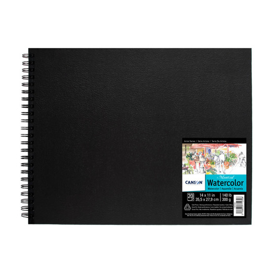 Watercolor Art Book with Black Cover, 14 x 11 in., 20 Sheets