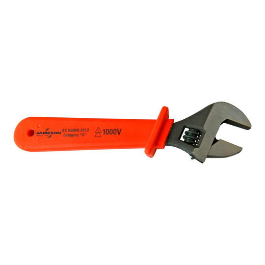 Orange 8-inch 1000V insulated adjustable wrench