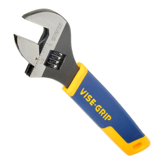 Blue 6-inch adjustable wrench with cushion grip