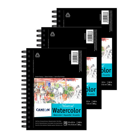 Artist Series Watercolor Pad, Side Wire Bound, 5.5 x 8.5 Inches, 3-Pack