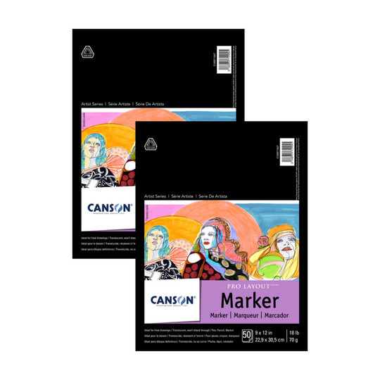 Pro Layout Marker Pads, 9 x 12 Inches, 50 Sheets, Pack of 2