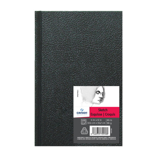 Hardbound Sketch Art Book, Black Cover, 4 x 6 in., 108 Sheets