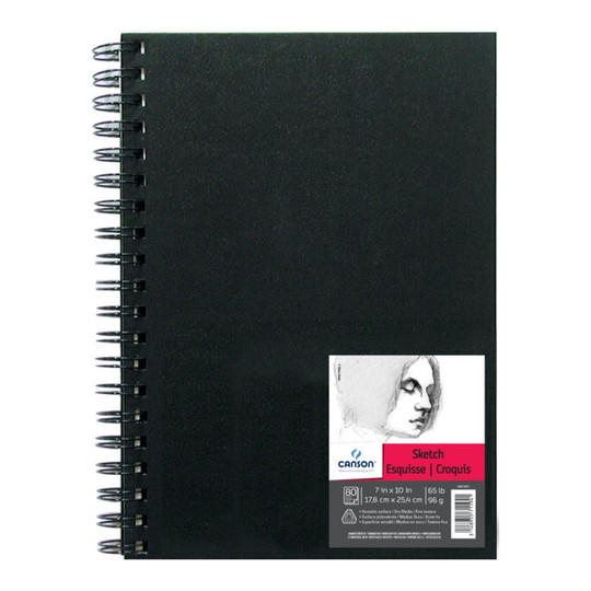 Artist Series Wirebound Sketch Art Book, Black Cover, 80 Sheets, 7 x 10 Inches
