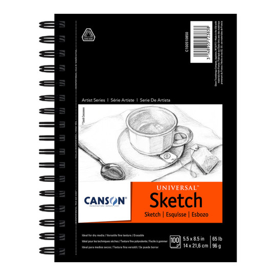 Universal Sketch Pad, Side Wire Bound, 100 Sheets, 5.5 x 8.5 Inches