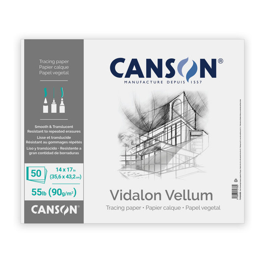 Translucent Vidalon Vellum Pad, 50 Sheets, 14 x 17 Inches