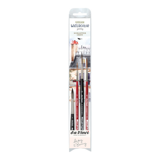 Watercolor & Gouache Rigger Brush Set, 4 Brushes