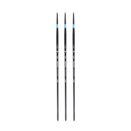 Synthetic Round Paint Brushes, Long Handle, Black, Size 2/0, Pack of 3