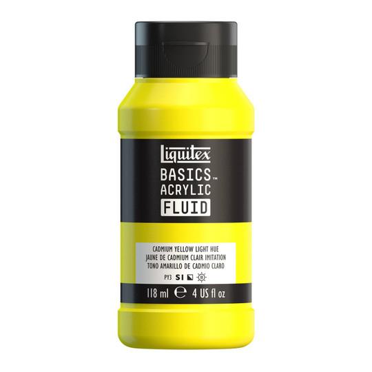 Acrylic Fluid Paint, Cadmium Yellow Light Hue, 118 mL Bottle