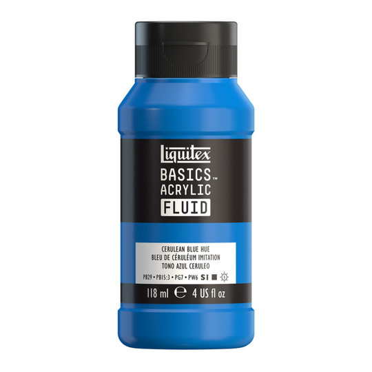 Cerulean Blue Hue Acrylic Fluid Paint, 118 mL Bottle