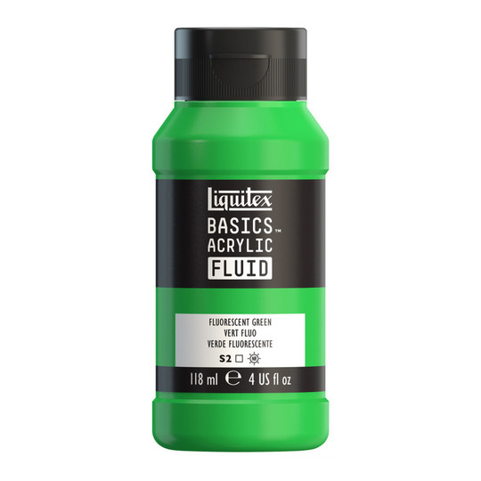 Fluorescent Green Acrylic Fluid Paint, 118 mL