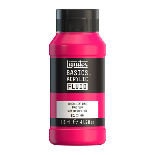 Fluorescent Pink Acrylic Fluid Paint, 118 mL