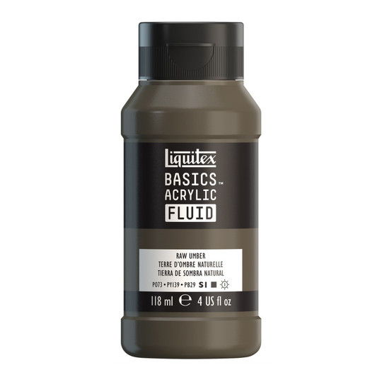 Raw Umber Acrylic Fluid Paint, 118 mL Bottle