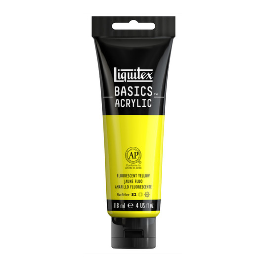 Fluorescent Yellow Acrylic Paint, 118 mL Tube